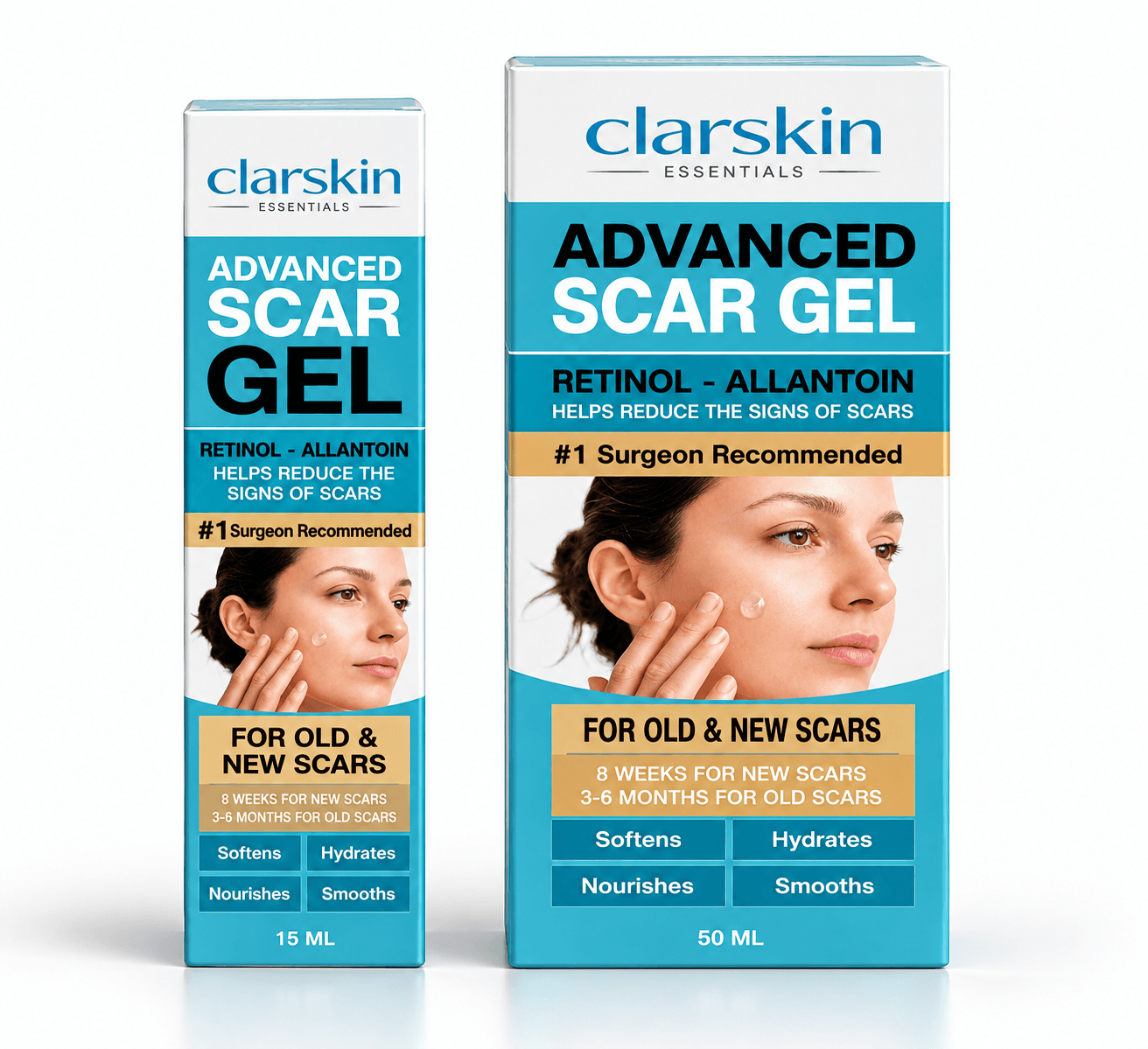 Clarskin Advanced Scar Gel 15ml and 50ml boxes